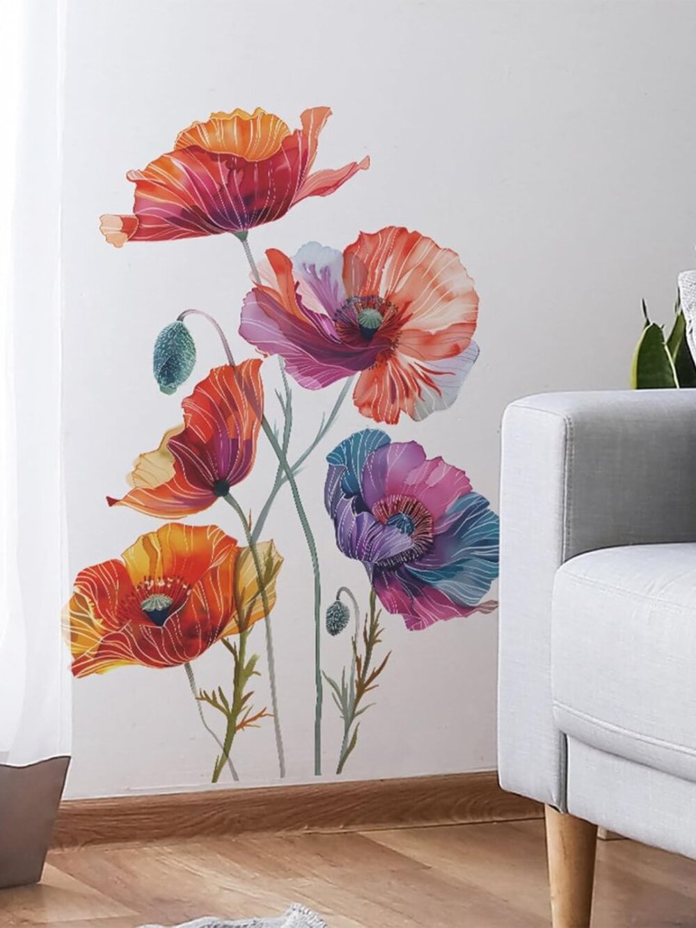 Painted Flowers Wall Stickers PVC Removable Wall Decals